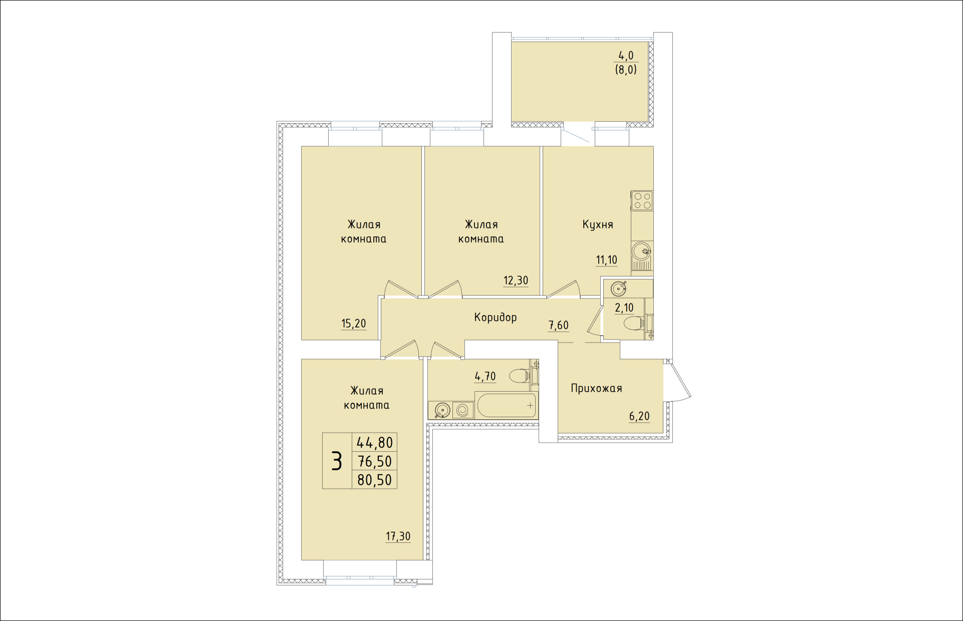 планировка квартиры 81 м2